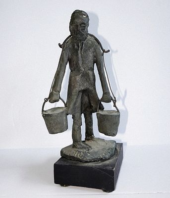 Schwartz (Israeli, XX) - The Jewish Water Carrier, 1979, Bronze sculpture, Height (including 