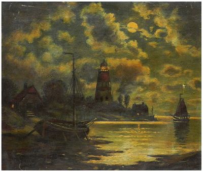 Unidentified European School artist, the early 20th century (XIX-XX) - Seascape with sailing ships 