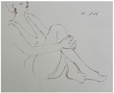 Shmuel Tepler (Israeli - Polish, 1918-1998) - Seated woman, 1982, Ink on paper, 25 x 32 cm, Signed 