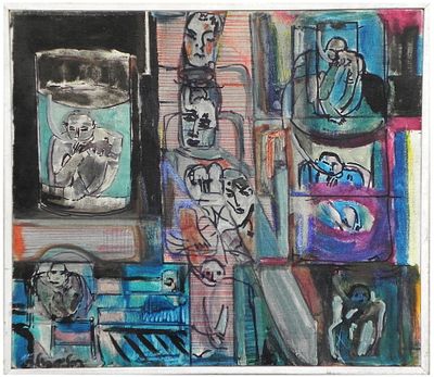 רחל אורי ימפולר (נ. 1954) - דמויות, שמן על בד, 34X40 ס"מ, חתום