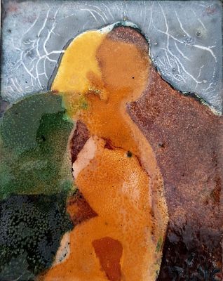 Ita Gertner (Israeli, b. Poland 1932-2025) - Abstracted Seated Female Nude, Paint and enamel glaze 