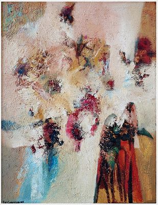 Eduard Grossman (Russian - Israeli, 1946-2017) - Composition with oriental figures, Oil on wood 