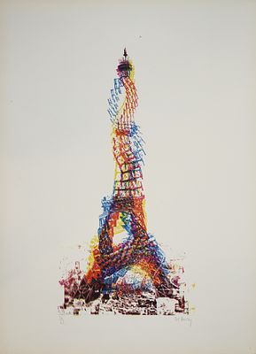 Pol Bury (Belgian, 1922-2005) - Tour Eiffel, Paris / "Cinetization VIII", 1966, Screen print, 61 x 