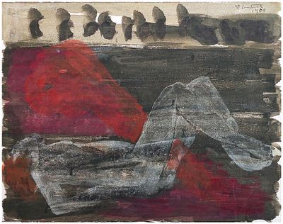 Stefan Constantinescu (Romanian, 1898-1983) - Reclining nude, 1969, Tempera on paper, 27 x 35 cm 