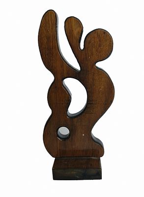 Giovanni Borgarello (Italian, b. 1950) - Woman figure, Wood sculpture, Height: 32 cm, Signed
