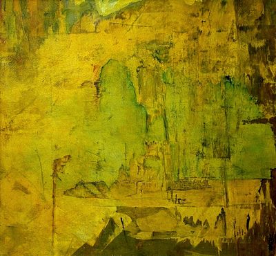 Unidentified contemporary artist (20th century) - Abstract Landscape in Yellow and Green, 1995 