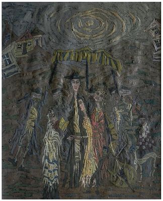 Peter Horowitz (Polish - Israeli, 1922-2005) - Jewish Wedding in the Shtetl, 1970s, Oil on canvas 