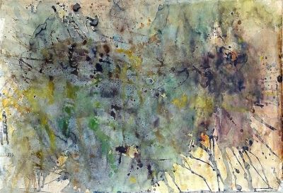 אליהו גת (1919-1987) - ללא כותרת, צבע מים על נייר, 70X100 ס"מ, חתום.