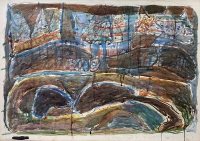 Pinchas Zinovitch (1943-2007) - Landscape 1983, Watercolor, 70 x 101 cm, Signed and dated.