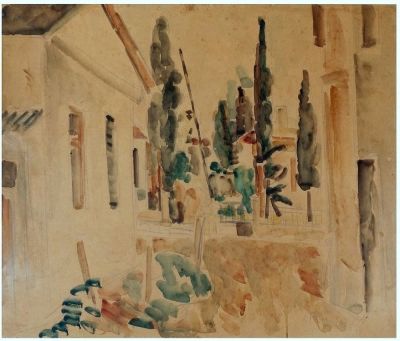 Leon (Arie) Fein (Israeli - Polish, 1906-1993) - View in a street, Watercolor on paper, 47 x 56 cm 