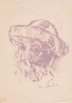 בן ציון מגל (1908-1999) - רב, 1961, ליטוגרפיה, 23X16 ס"מ, חתומה ומתוארכת.