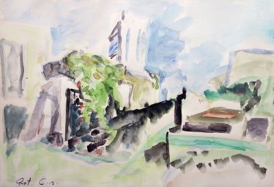 Yehoshua Front (Israeli, born 1946) - Landscape, Watercolor on paper, 45 x 65 cm, Signed