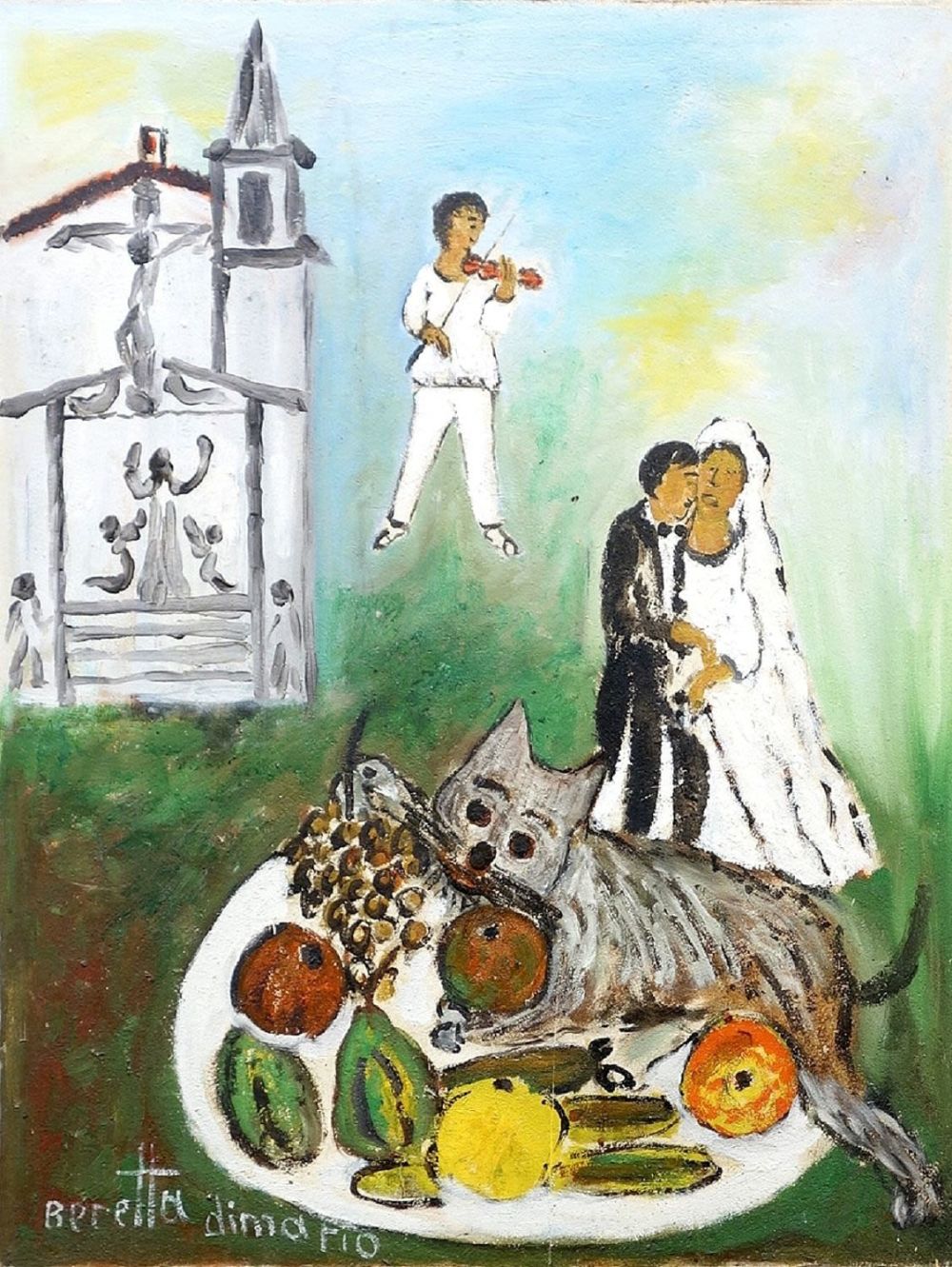 Beretta di Mario (Italian, the 20th century) - Wedding, Oil on wood, 80 x 64 cm, Signed
