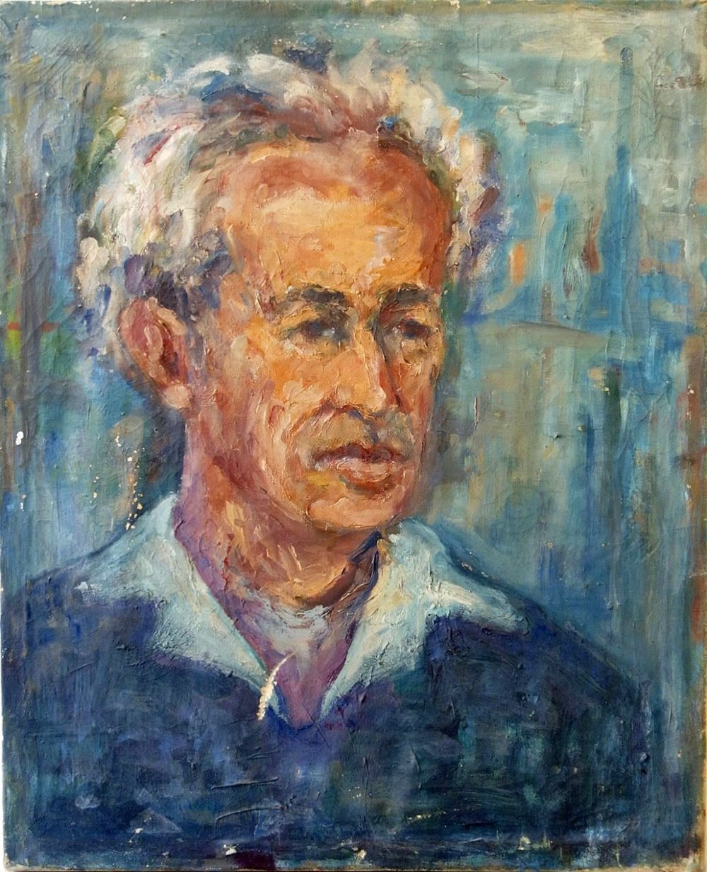 Rivka Barer (Israeli, born 1917, Jerusalem) - Man portrait, 1965, Oil on canvas, 56 x 48 cm 