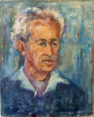 Rivka Barer (Israeli, born 1917, Jerusalem) - Man portrait, 1965, Oil on canvas, 56 x 48 cm 