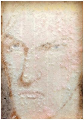 Gal Weinstein (Israeli, b. 1970) - Man portrait, 2001, Mixed media on canvas, 48 x 33 cm , Signed 