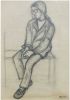 Menachem Mizrahi (Israeli, 1951-2011) - Girl sitting on a table, Graphite on paper, 57 x 39 cm, SignedImage - 2
