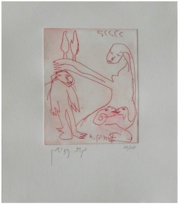 Menashe Kadishman (Israeli, 1932-2015) - The mother's blessing (from the series "Binding of 