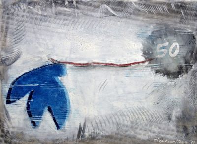 Zigi Ben Haim (American - Israeli, b. 1945) - Untitled, 1998, Mixed media on tin, 21 x 28 cm 