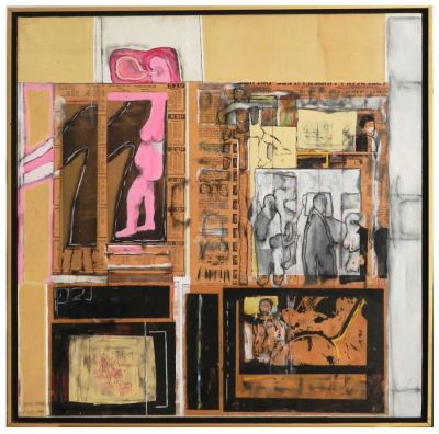 Yair Garbuz (Israeli, b. 1945) - Untitled, Mixed media and collage on canvas, 65 x 65 cm, Signed