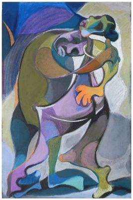 Viola Bindish (Wilhelm) (Hungarian - Israeli, 1918-2008) - The hug, 1972, Pastel on paper 