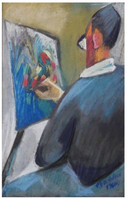 Viola Bindish (Wilhelm) (Hungarian - Israeli, 1918-2008) - The painter in front of the easel, 1960 