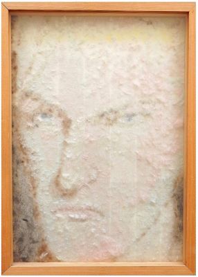 Gal Weinstein (Israeli, b. 1970) - Man portrait, 2001, Mixed media on canvas, 48 x 33 cm , Signed 