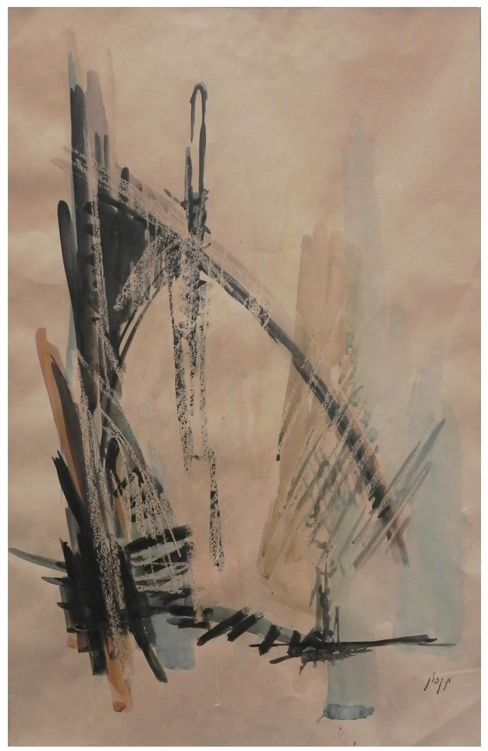 Malvina Kaplan (Israeli - Polish, 1913-1987) - Composition, Watercolor on paper, 67 x 43 cm, Signed