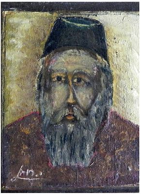 Yitzchak Roman (Israeli, 1916-2018) - A Rabbi, Oil on wood, 18 x 13 cm, Signed