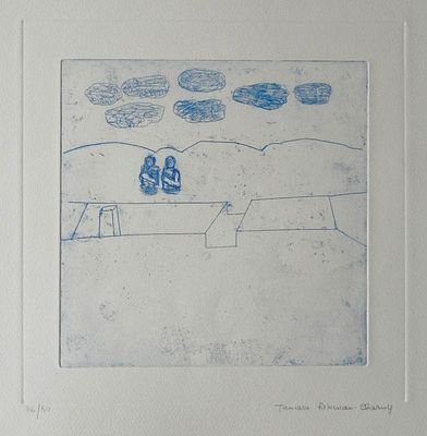 Tamara Rikman (Israeli, b. 1934) - Figures in the landscape, Etching, 24 x 24 / 66 x 50 cm 