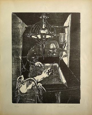 ברנרד רדר (1887-1963) - מתוך הסדרה "1956 , The Legends of Noah", חיתוך עץ, 47X38 ס"מ, חתום וממוספר 