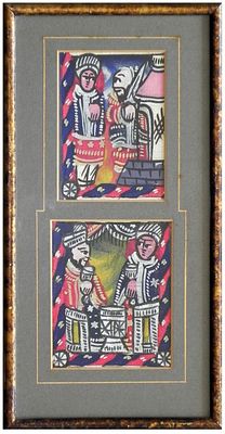 Unidentified Persian / Asian artist - Oriental scenes (two paintings), Oil on canvas, 13 x 10 cm 