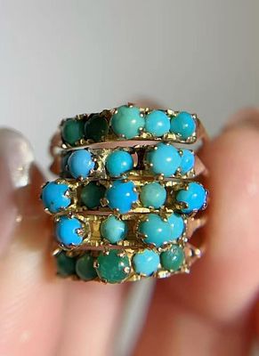 14K GOLD TURQUOISE SPIRAL RING. Name 14K GOLD TURQUOISE SPIRAL RING Dimensions Weight 4.9g 