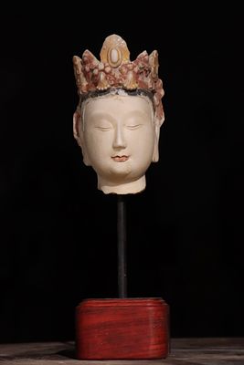TANG DYNASTY WHITE MARBLE GUANYIN HEAD. Name TANG DYNASTY WHITE MARBLE GUANYIN HEAD 