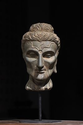 3RD CENTURY BLUESTONE GANDHARA ASCETIC BUDDHA HEAD. Name 3RD CENTURY BLUESTONE GANDHARA ASCETIC 