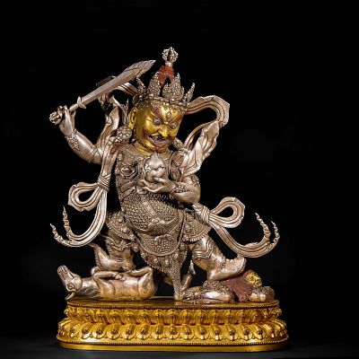 QING DYNASTY TIBETAN SILVER MAHAKALA BUDDHA STATUES. Name QING DYNASTY TIBETAN SILVER MAHAKALA 