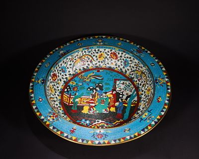 WANLI COPPER CLOISONNE ENAMEL APPRECIATION PLATE OF THE MING DYNASTY. Name WANLI COPPER 