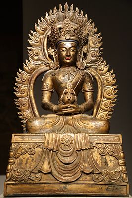 QING DYNASTY GILDED COPPER BUDDHA OF INFINITE LIFE AND LONGEVITY BUDDHA. Name QING DYNASTY 