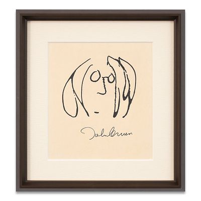 JOHN LENNON, SIGNED SELF-PORTRAIT DRAWING. Image Dimensions: 10 1/4 x 9 1/8 in (26 x 23 cm) 