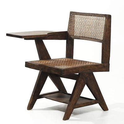 PIERRE JEANNERET "HANDWRITING" CHAIR, TEAK. Dimensions Height 31 1/2 in. (80 cm), Seat height 16 