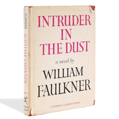 WILLIAM FAULKNER, SIGNED "INTRUDER IN THE DUST". 7 1/4 x 4 7/8 in (18.5 x 12.5 cm) Provenance 