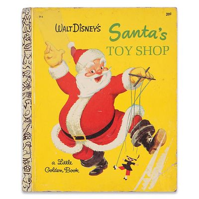WALT DISNEY, SIGNED "SANTA'S TOY SHOP" LITTLE GOLDEN BOOK. 8 x 6 3/4 in (20.3 x 17 cm) 