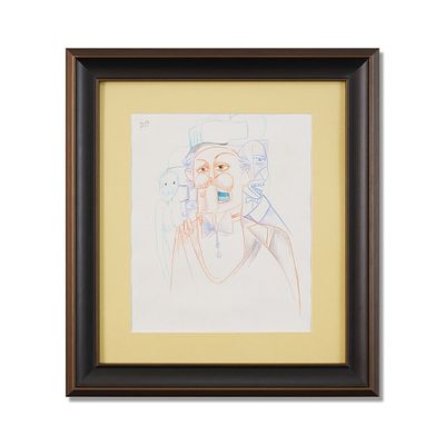 GEORGE CONDO (B.1957), ATTRIBUTED TO, COLORED PENCIL ON PAPER. Signed (upper left) Image 