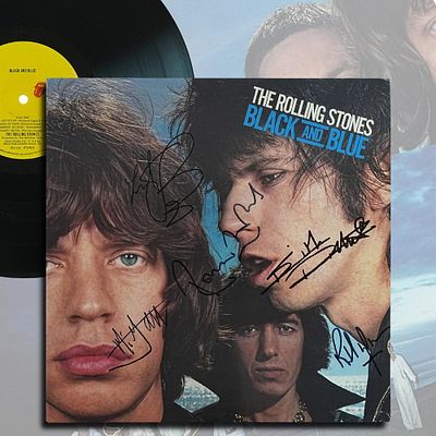 THE ROLLING STONES FULLY, SIGNED "BLACK AND BLUE" LP. 12 1/4 x 12 1/4 in Provenance and 