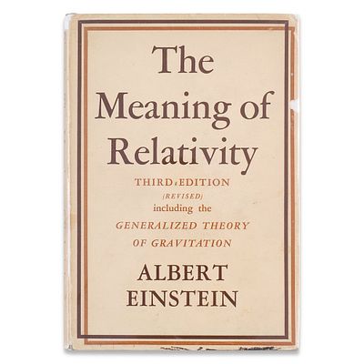 ALBERT EINSTEIN, SIGNED "THE MEANING OF RELATIVITY" THIRD EDITION (1950). 8 x 5 5/8 in (20.4 x 