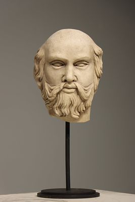 3RD CENTURY ANCIENT GREEK STONE HEAD. Total height 30 cm (11.81in), net height 17 cm (6.69in) 