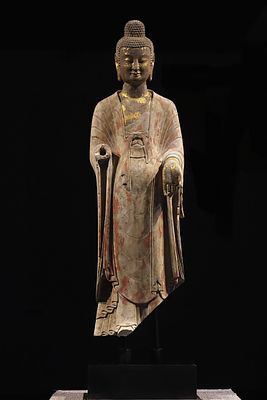 BUDDHA STATUES FROM THE QING DYNASTY OF THE NORTHERN QI DYNASTY. H:121cm H:104cm Condition: ALL 