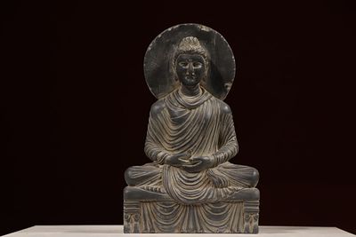 5TH-CENTURY BLUESTONE GANDHARA STATUES. H:38cm W:24cm T:10cm Condition: ALL SOLD AS IS, NO 