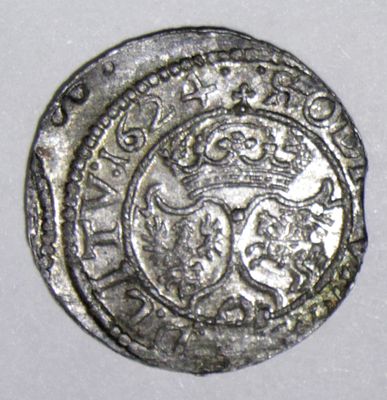 Шиллинг 1624 года. Серебро. Речь Посполитая. Король Сигизмунд III Ваза 1587-1632. Чекан города 