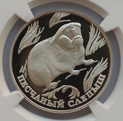 Рубль 1996 года. Песчаный слепыш. Серебро. В слабе NGC PF 69 ULTRA CAMEO.